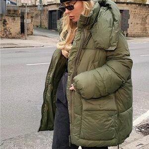 Zara Olive Green puffer Women's coat